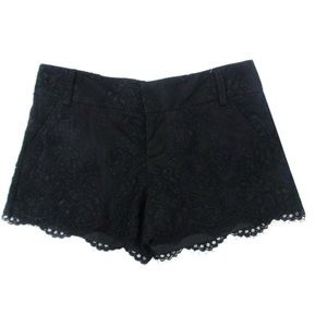 Alice + Olivia Black Floral Lace Shorts